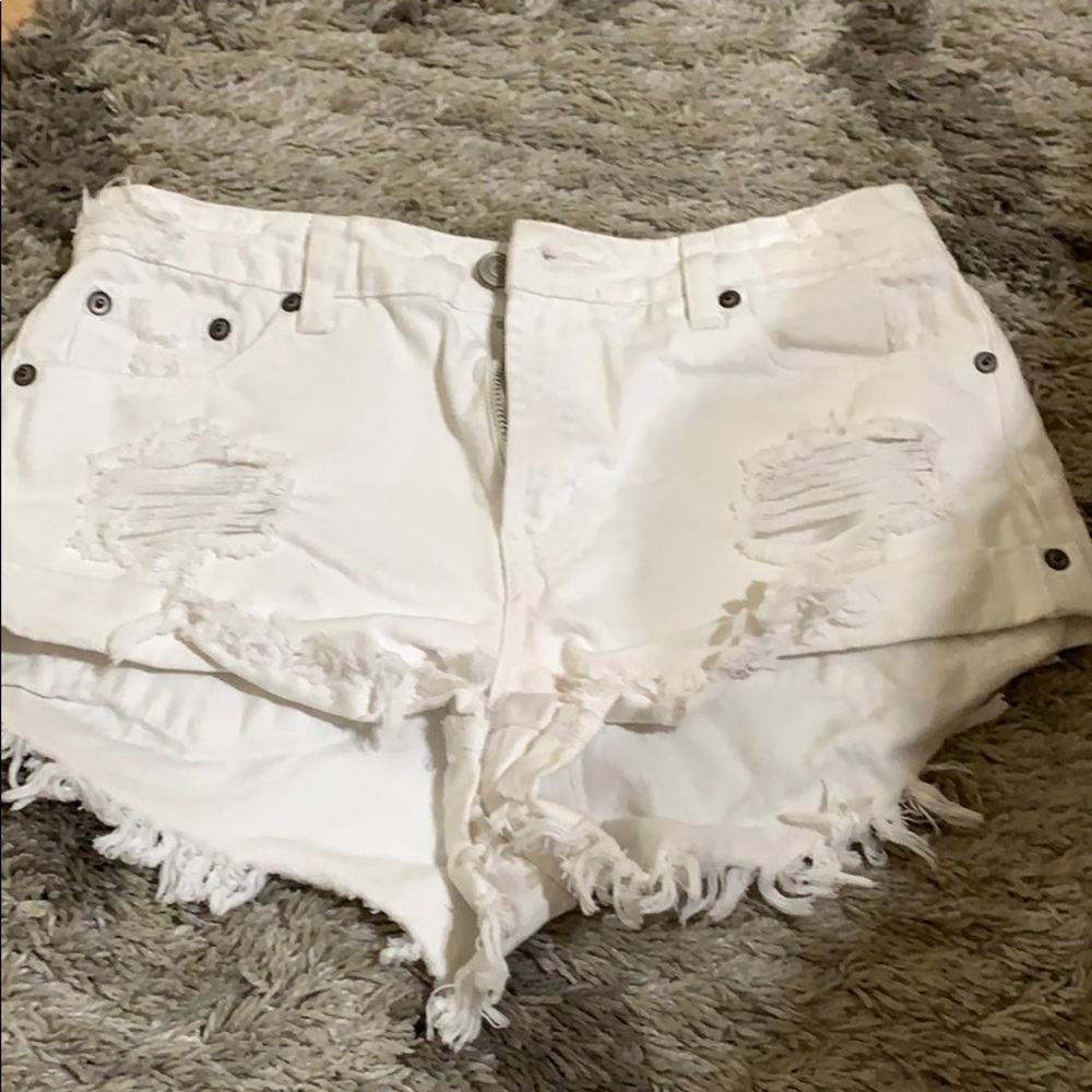 White jean shorts